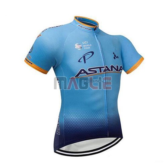 2018 Maglia Astana Manica Corta Blu - Clicca l'immagine per chiudere